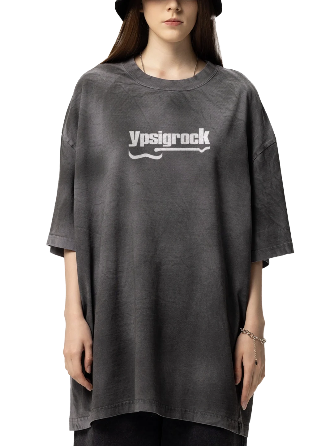 Ypsigrock - Musicwear Dirty Washed Loose T-Shirt (Dark Grey)