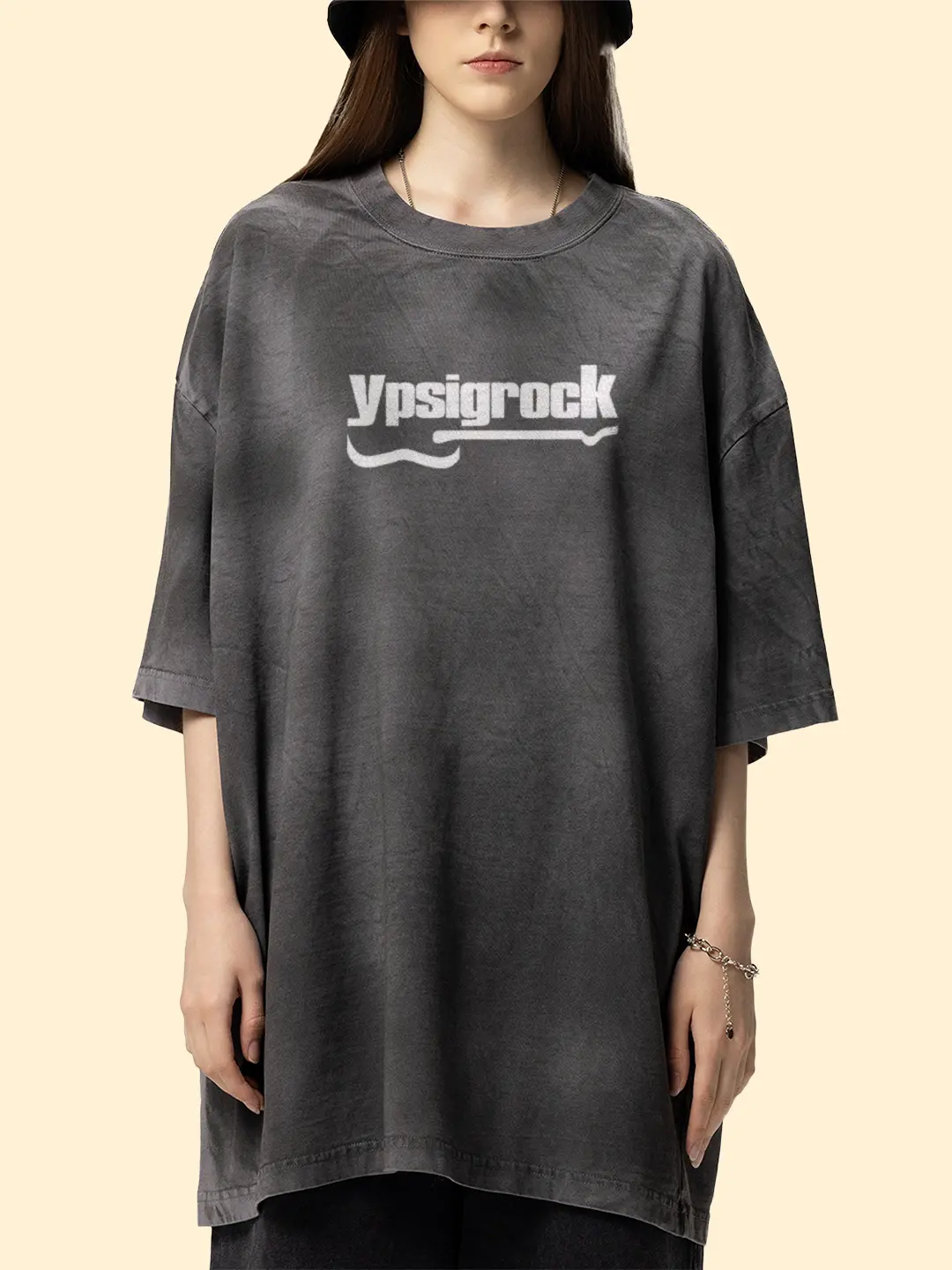 Ypsigrock - Musicwear Dirty Washed Loose T-Shirt (Dark Grey)