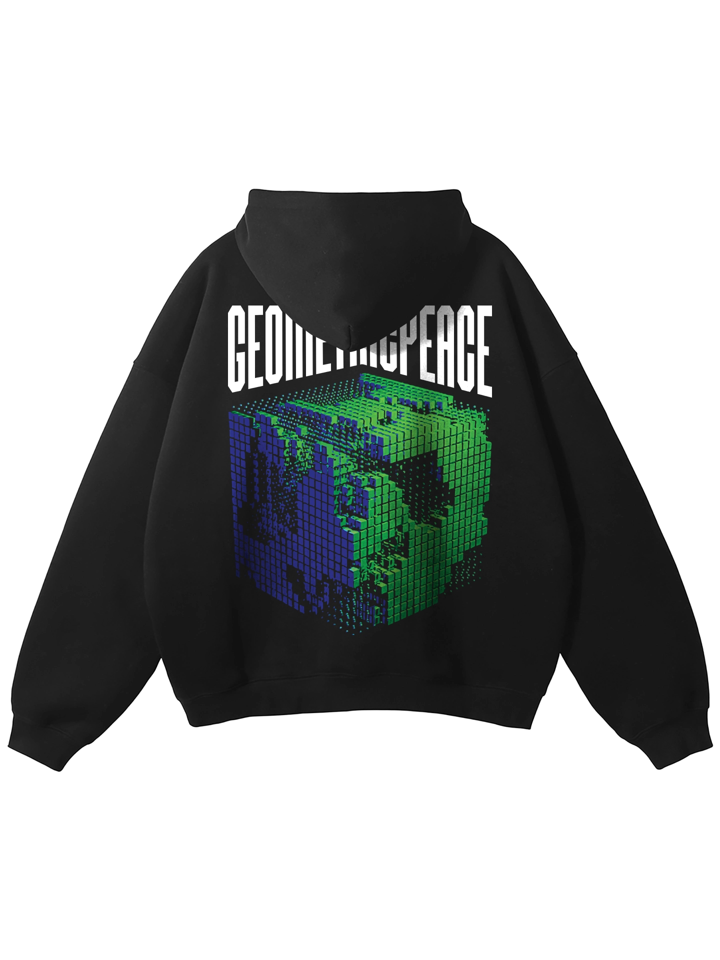 Mountain Piercer Oversize Fleeced Hoodie Back 20 (Black) xy