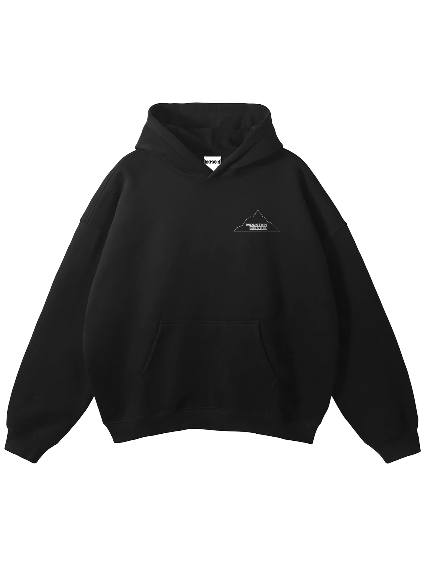 Mountain Piercer Oversize Fleeced Hoodie Front 20 (Black) xy